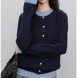KANING Red Fake Two Knitted Cardigan Women 2026 Autumn New Design Long-Sleeved Sweater Wears A Female