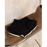 Clear-Tan-Dong Oni Champagne-Colored Bow Blouse + Black Lace Skirt Tight Waist Suit Two Sets Of Women's Summer