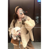 Lazy Wind Environmental Protection Lamb Wool Coat Women Autumn And Winter Short Loose Thick Fur Integrated Leisure Age Reduction Top