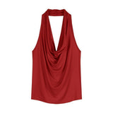Ins Pure Hot Girl To Repair Sexy Collar Hanging Neck Sleeveless T-Shirt Girl Xia Yu Sister Carefully Machine Bottom Topess Female Tide