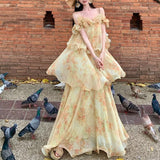 Heavy Industry 7-Meter Swing French Holiday Chopped Fresh Snowflake Short-Sleeved Sling Dress 2026 Summer Skirt