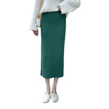 Knitted Skirt Women Autumn Winter Winter With Sweater High Waist Long Line 100 With Thick Open Fork And Hip Skirt