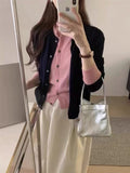 KN Fake Two Knitted Shirt Sweater Women 2026 New Autumn And Winter Round Collar Slimming Thin Women's Top