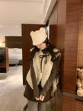 De-Huffed Brown Broken Flowers Spliced Bottom Shirt Women Autumn And Winter Half-High Collar Slimming Folding Inside Cloth
