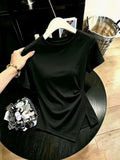 Pure Round Neck Solid Color Irregular Short-Sleeved Short-Sleeved T-Shirt Girl Summer Hottie Fashion Thin Short-Sleeved T-Shirt Girl Trend
