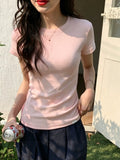 2026 New Round Collar Slimming Simple Temperament Commuting Han Linen Short-Sleeved T-Shirt Dress