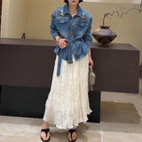 Heavy Industry Hand Embroidery Cowboy Jacket 2026 Spring New Collar Tie With Thin Jacket Top