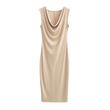 Spice Girls Autumn New Fashion After The Opening Fork Collar Long Dress Sleeveless Vest Long Skirt Waist Thin