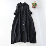 2026 Summer Fashion Loose Large Size Women's Cotton Collar Medium Long Simple Generous Meat Cover Thin Dress