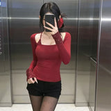 French Temperament Gray Fake Two Long-Sleeved T-Shirt Women's Winter New Slimming With A Short Top Tide