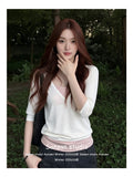Middle-Sleeved T-Shirt Women's Two-Piece Summer Striped Sling Vest With Short-Sleeved Top