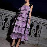 Fashion Thin Temperament Dress Thousands Of Gold Famous Wind Strapped Sling Heavy Industry Lotus Leaf Side Dress