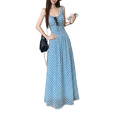 Wood Ear Wave Dot Hanging Dress Women's Summer New French Temperament To Show Thin Swing Long Skirt