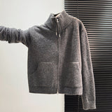 KANING Collar Thick Red Sweater Women's Cardigan High-Necked Autumn And Winter New Lazy Woolen Knitted Knitted Shirt