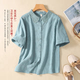 2026 New Jutwear Embroidered Cotton Shirt Women's Ocean Full Cotton Lady Shirt Lace Collar