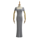 Pure-Want Summer Collar Short-Sleeved Dress Low Breast Sexy Pocket Over The Knee Dress