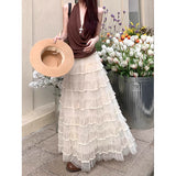 [Original Practice] Korean Court Style Rice Apricot Silk Velvet Cake Layer Unkempt Net Yarn Half Skirt