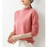 2025 New Beautiful Temperament Half-High-Necked Bottom Shirt Women With A Long-Sleeved Autumn And Winter Sweater