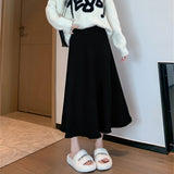 KANING Ray Knitted Half-Dress Women's Autumn And Winter New High-Rise Slim Solid Dress Mid-Long Skirt