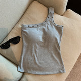 Sexy Oblique Shoulder Strap Sling Sling Vest Women Wearing One Shoulder Design Pics Short Sleeveless Inside The Top