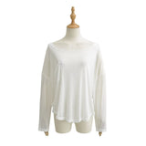 Lazy Wind Slack Feeling Thin Loose And Slightly Through The Hot Girl Shoulder Sun Hood T-Shirt New Bottom Top
