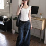 White Lace Small Flying Sleeve Shirt Women's Summer 2026 New Sweet Sleeveless Small Suede Vest T-Shirt
