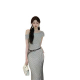 Pure-Want-Style Sexy Out-To-Shoulder Collar Dress With Thin Lattice Dress Summer New Thin Dress