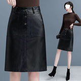 Half-Dress Women's Autumn And Winter 2025 New Korean Version Of The Thin A-Word Bag Hip Skirt High-Waist PU Small Leather Skirt Short Skirt