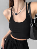 Ins Sexy Pure Desire Low-Chest Short Sling Vest Female Summer Hottie Retro Fashion Set Bottom Top Female T-Tide