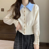 KANING Korean Collider Polo Collidered Polo Knitted Cardigan Women's New Slim Slim Sweater In Autumn And Winter 2026