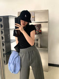 Ins Solid Color Bottom Slim Short-Sleeved T-Shirt Girl's New Slim Short-Sleeved Top Woman