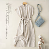 Cotton Shirt Dress Women 2026 Summer Large Size Fat Women's Solid Color Commuter Dress Women