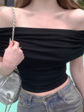 Ins Pure Sex With A Short Shoulder Umbilly Umbilly Tops For Women's New Slimmed Hottie Tops