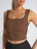 Sexy Sports U Collar Sleeveless Wrinkles Bottom Vest Can Wear A Body-Repair Yoga Running Vest Bottom Top Woman T