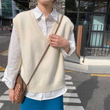 KANING Autumn New Folded Loose Retro Knitted Vest Women 2026 Autumn Dress Korean Version Of The Sweater Vest Women