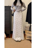 Summer Holiday Wind Bowed Lace Lace Hollow Broken Flower Fish Tail Half Skirts Slimy And Pure Long Skirt