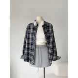 Real Shooting Retro Loose Sun Plaid Shirt Jacket Style Women's Spring And Autumn Design Sense Of Niche Temperament