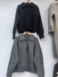 KANING Gentle Wind And Milk Sweet Soft Glutinous Polo Collar Sweater Women 2026 Autumn And Winter New Loose Temperament Knitting Shirt