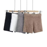 Korean Sweet Soft-Crysted Shorts Temperament High-Waist Straight Trousers Autumn Niche Design Fashion Three-Point Trousers Woman