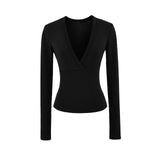 Pure Wind Cutting Line Cashmeal Blouse Slimming Shirt Design Sense Niche Top