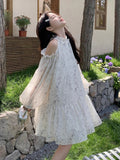 French Broken Flower Lantern Sleeve Dress Women's Summer 2025 New Small Super-Looking Sweet Short Skirt
