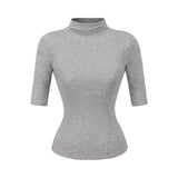 Pure Lustful Breeze High-Necked Mid-Sleeve T-Shirt Mid-Sleeve Bottom Short-Sleeved Top T-Shirt Inside The Body