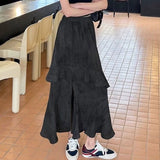 Summer Fainting Lotus Leaf Side Half Dress Korean Version Of Casual Wind Tight Waist A Word Irregular Open Fork Long Skirt