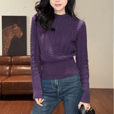 KANING Round-Necked Knitted Knitted Women's 2026 Autumn And Winter New Thin Soft Glutinous Sweater