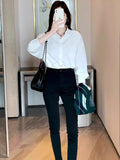 Uniform Shirt Base Long-Sleeved White Shirt Women New Basic Work Clothes With Retro Shirt Woman