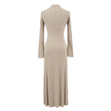 Autumn And Winter Pure Wind Half-High Collar Horn Sleeve Dress Bag Small Man Plus Long Dress Knitted Sweater