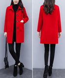 Autumn And Winter Korean Version Has Pocket Button Hair, Coat Female Large Size Loose Age Reduction Long Coat