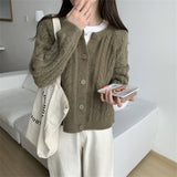 KANING Loose Knitted Cardigan Women 2026 Autumn And Winter New Korean Version Of The Round-Neck Sweater Outside