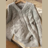 Kaning Lazy Wind V Lame V Lame Sweater Female 2026 Autumn And Winter New Soft-Creinating Loose Knitted Shirt Top