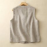 Can Shoulder Vest Temperament Loose Vest Round-Neck Summer Suit Retro Casual Cotton Sleeveless Coat
